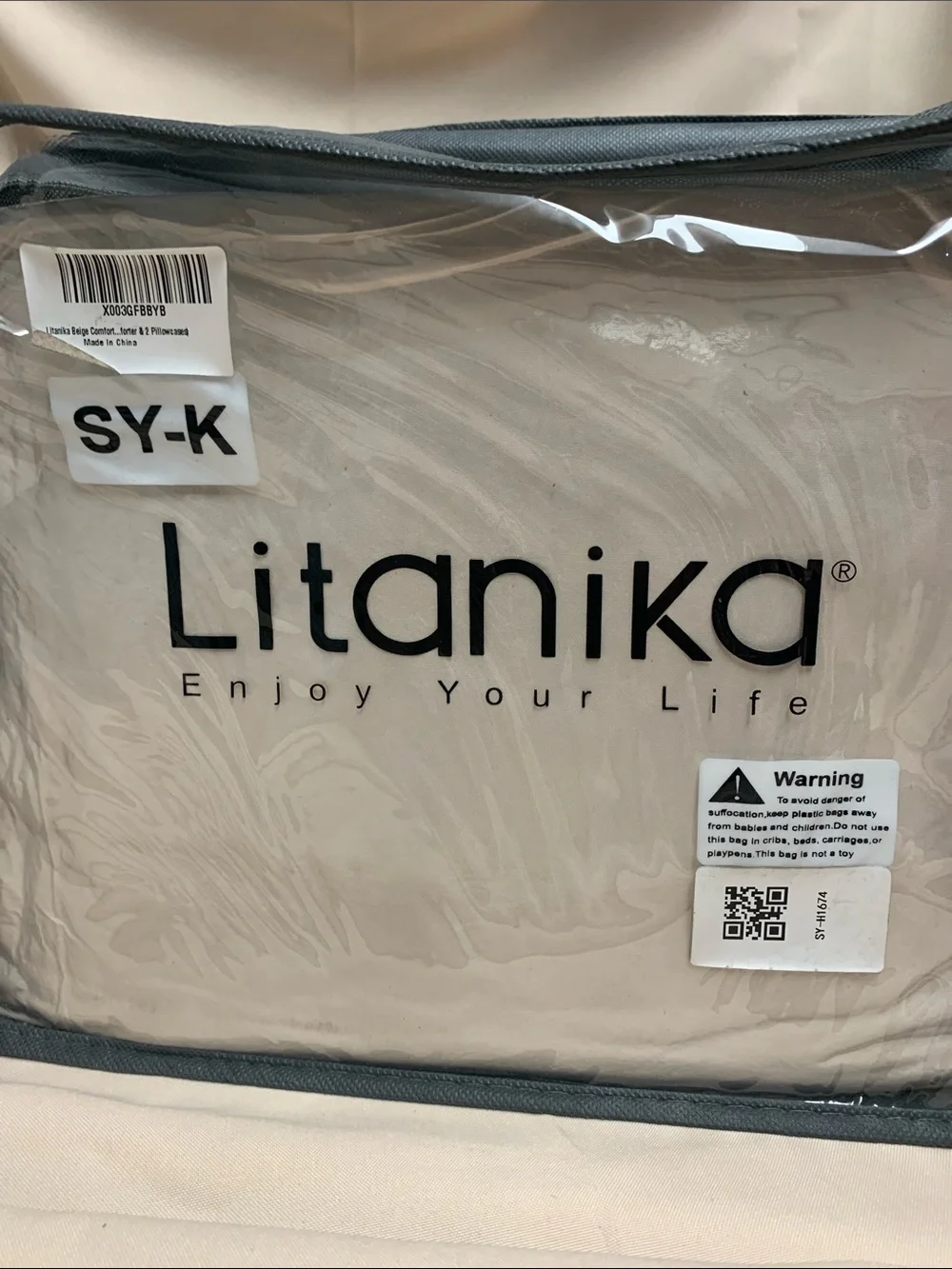 NWT Litanika King Comforter Bedding Set Beige Cream Neutral Cozy All-Season